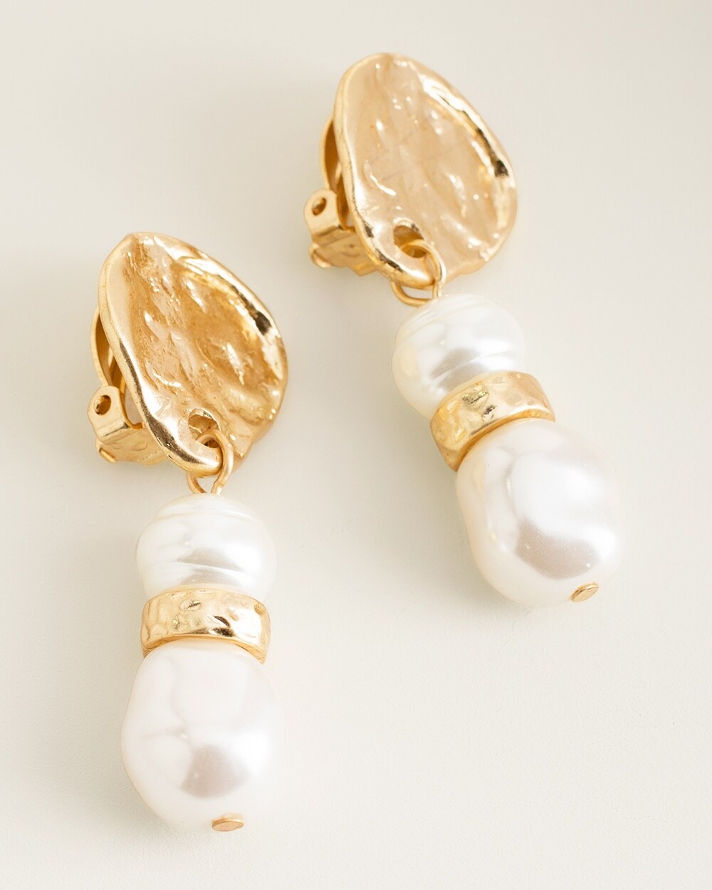 Faux-Pearl Shine Clip-On Earrings