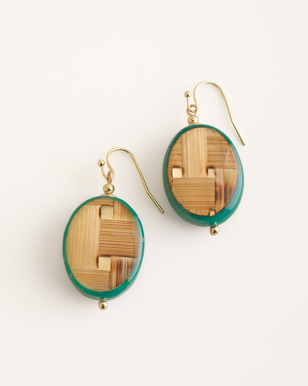 Green and Neutral Drop Earrings