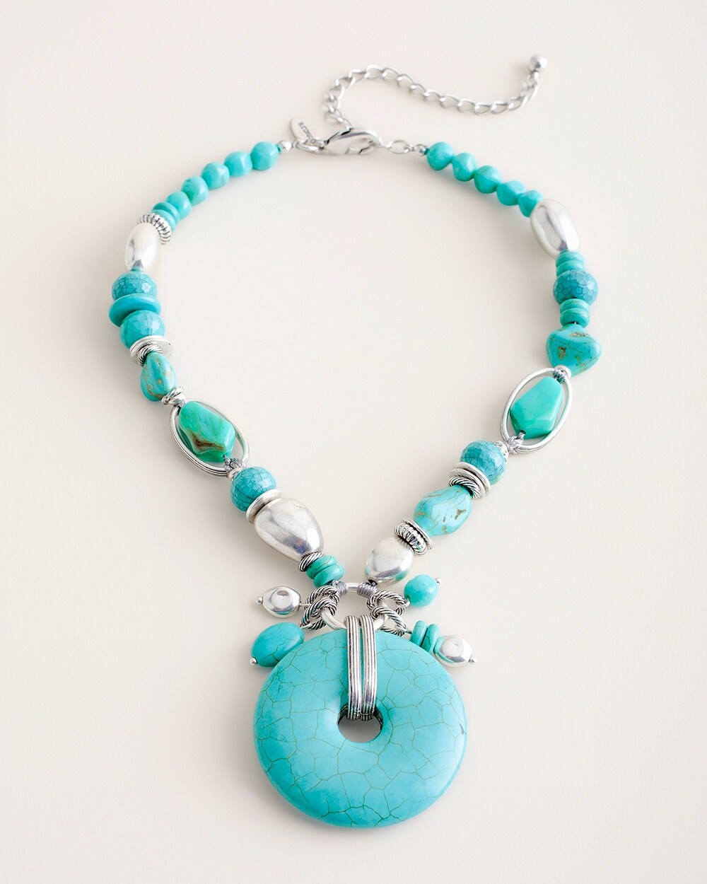Short Turquoise Stone Pendant Necklace