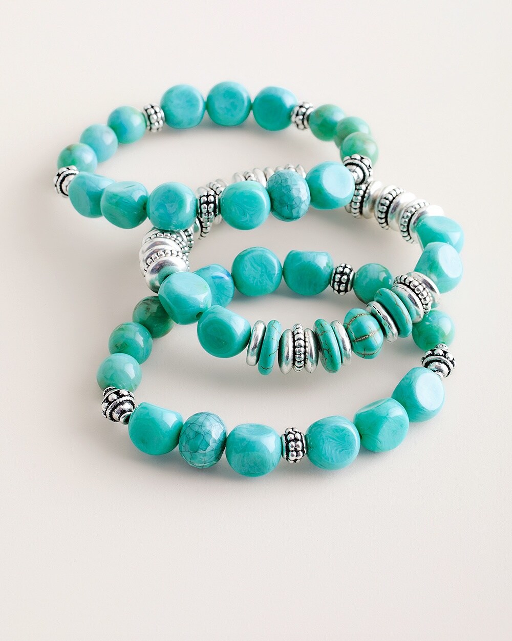 Turquoise Stone Stretch Bracelet Set