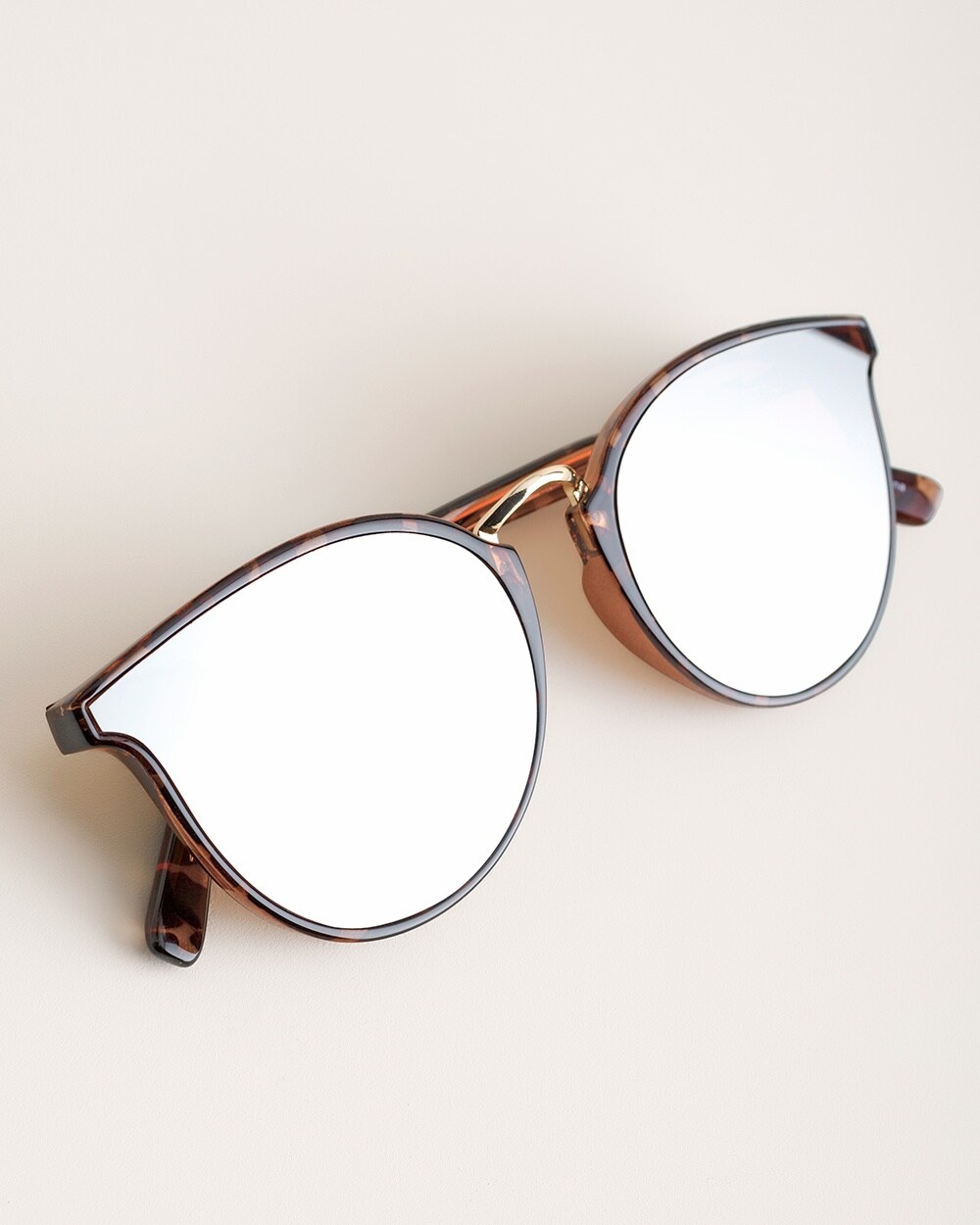 Faux-Tortoiseshell Round Sunglasses
