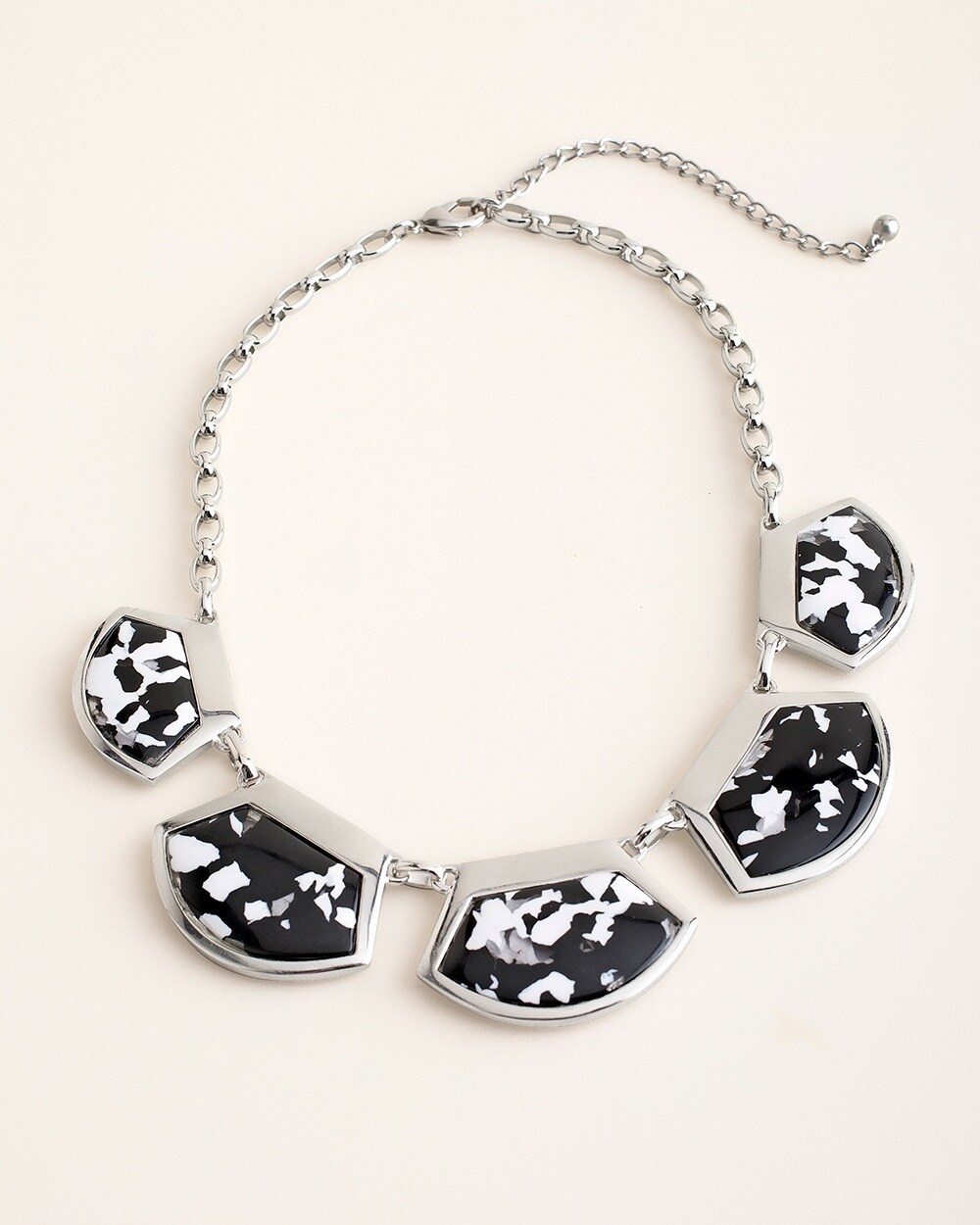 Reversible Black and White Artisan Bib Necklace