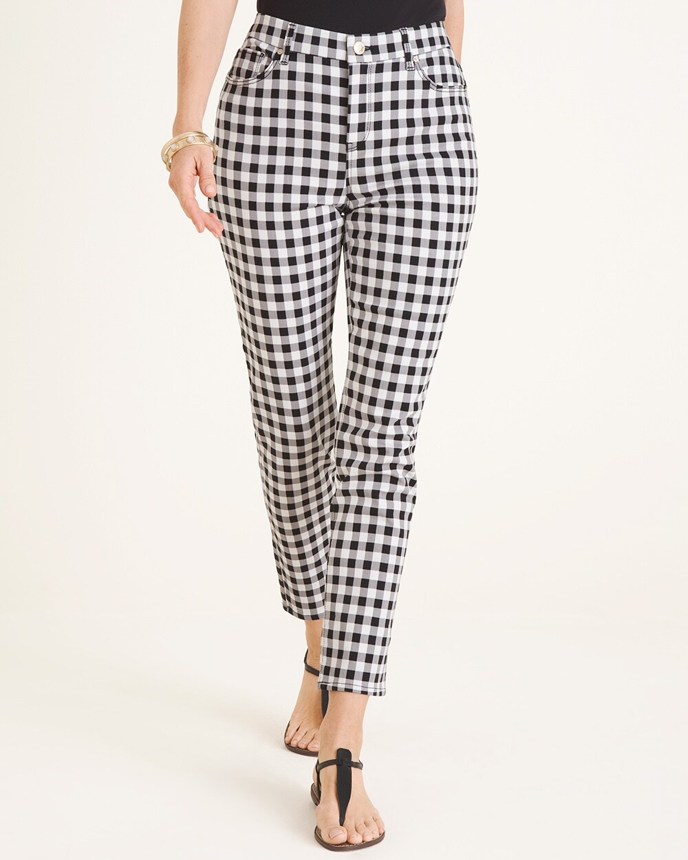 So Slimming Gingham Girlfriend Ankle Jeans