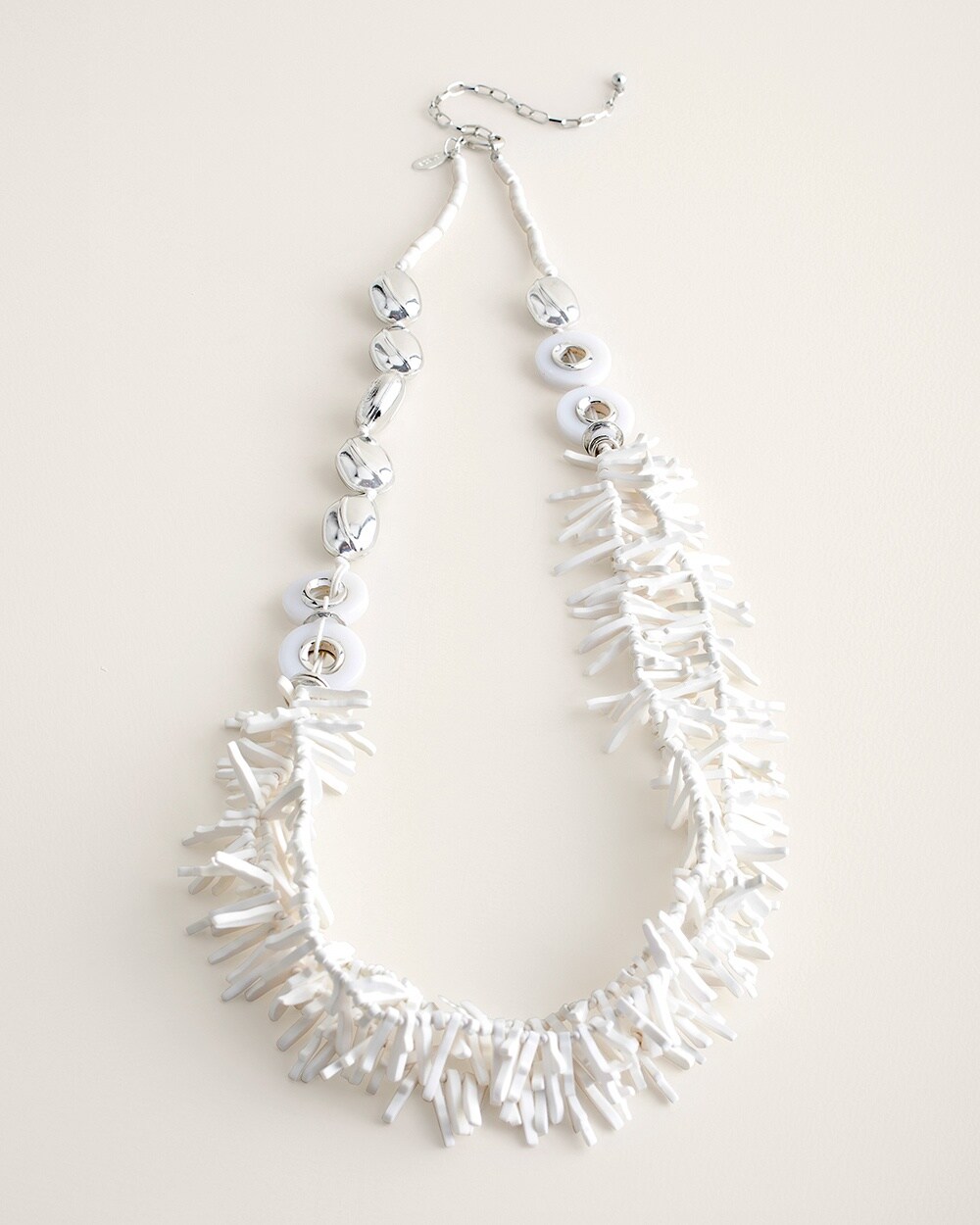 White and Silver-Tone Coral Reef Necklace