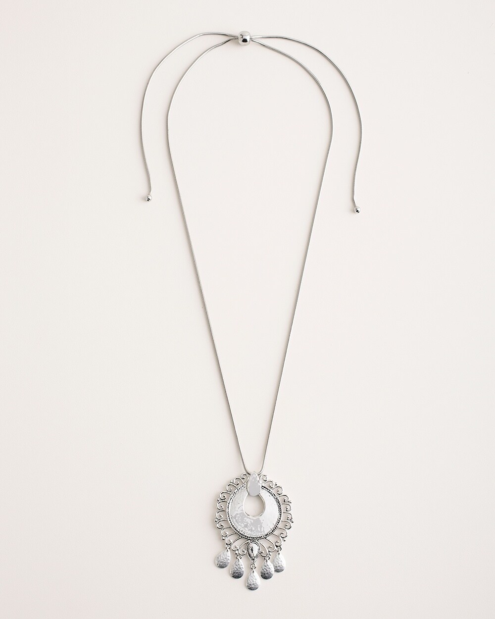 Convertible Sleek Silver-Tone Pendant Necklace