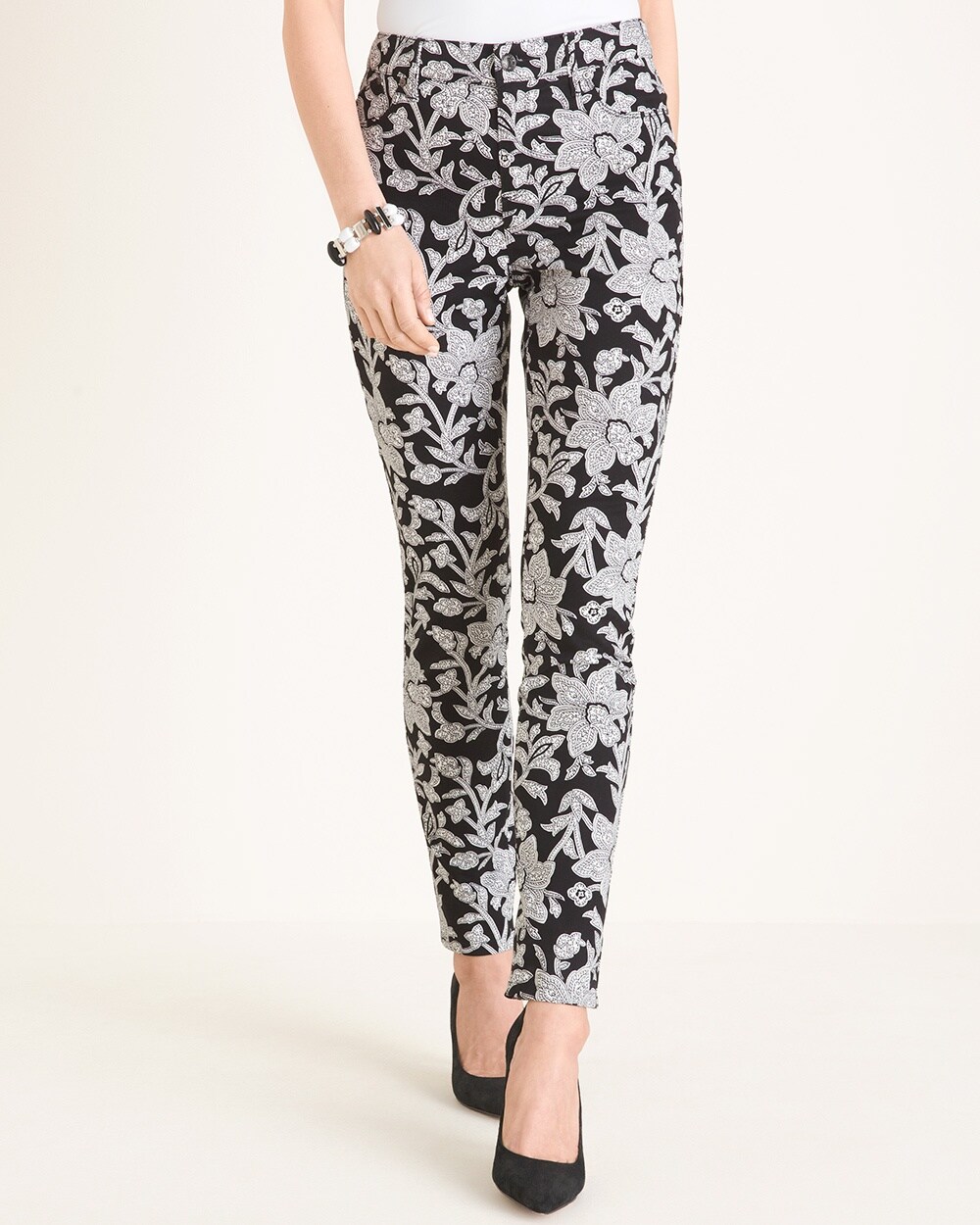 Black and White Floral Jeggings