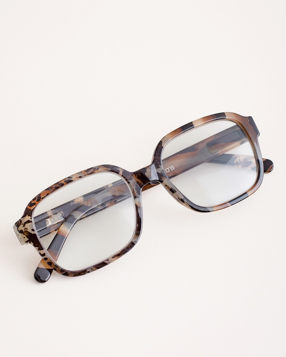 Leopard-Print Faux-Tortoiseshell Square Reading Glasses