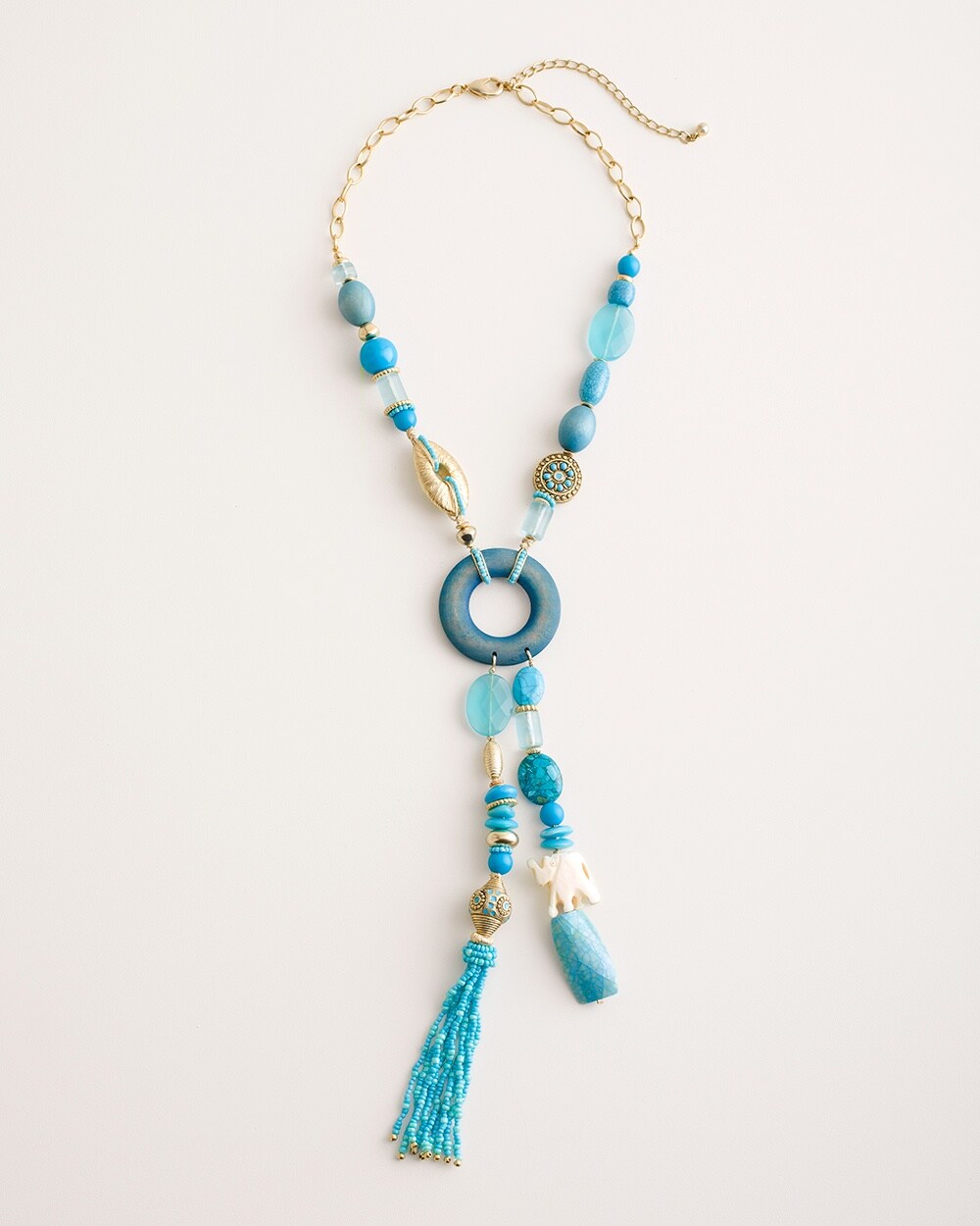 Turquoise-Hued Charm Y-Necklace
