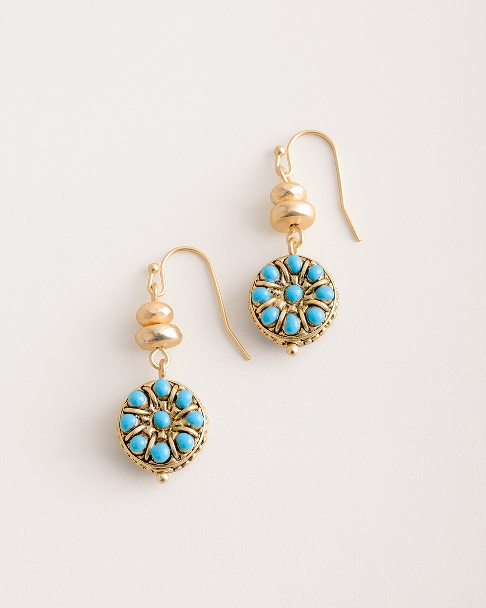 Turquoise-Hued Mosaic Drop Earrings