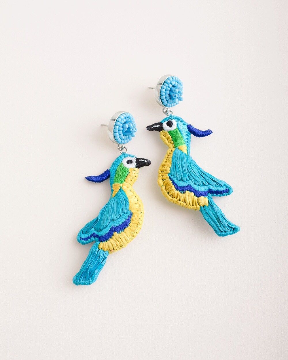 Turquoise-Hued Parrot Drop Earrings