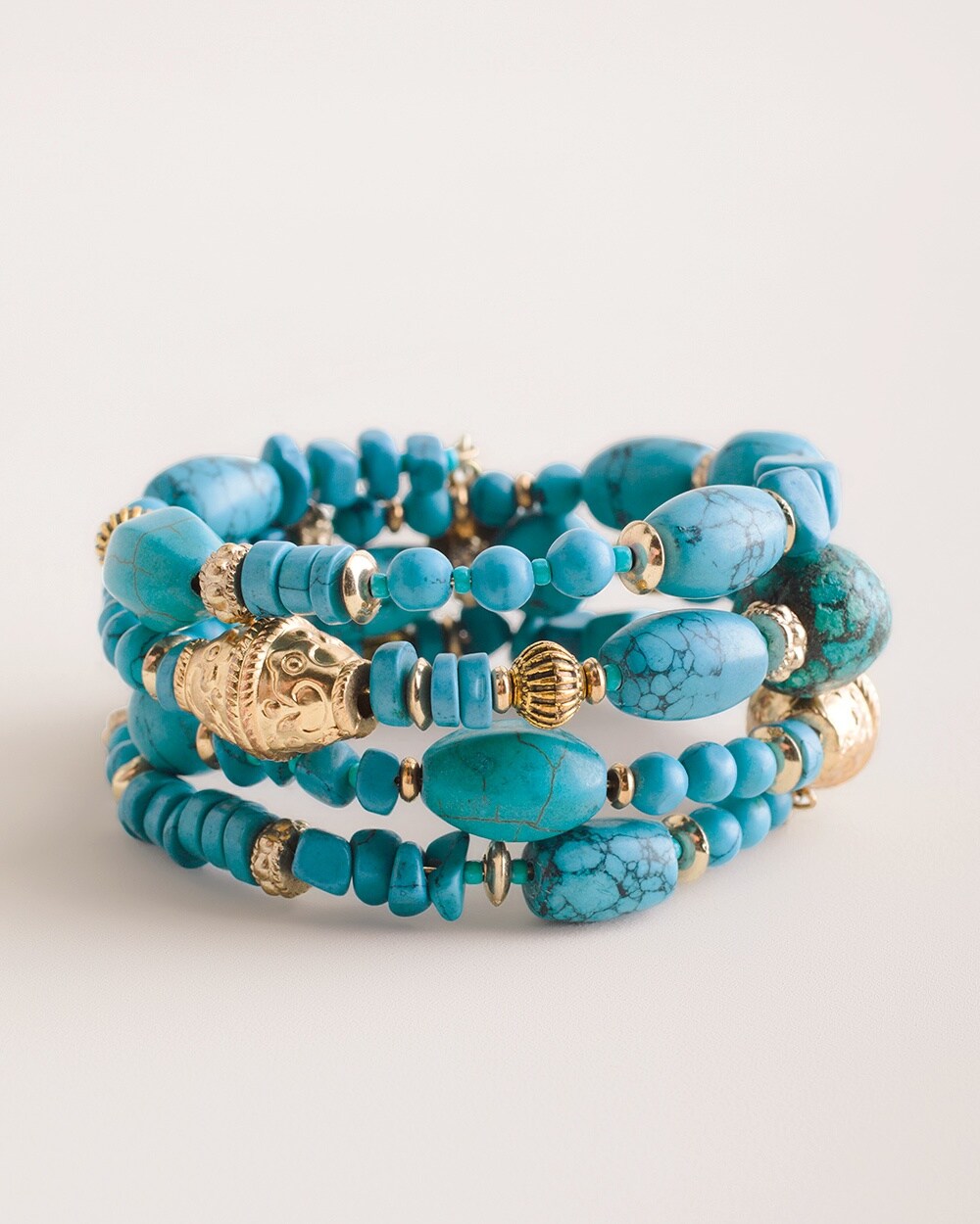 Turquoise-Hued Mosaic Coil Bracelet