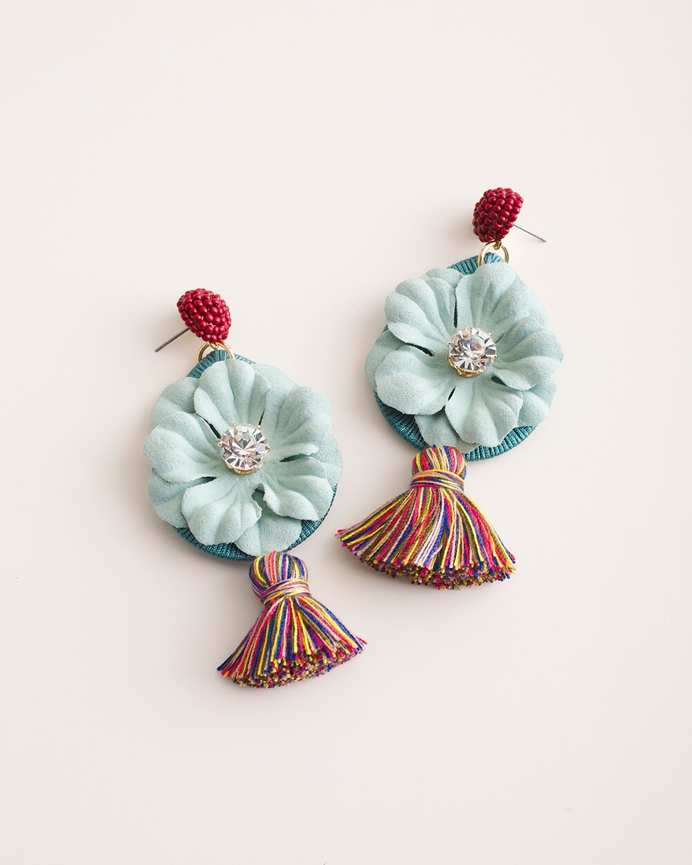 Flower Tassel Chandelier Earrings