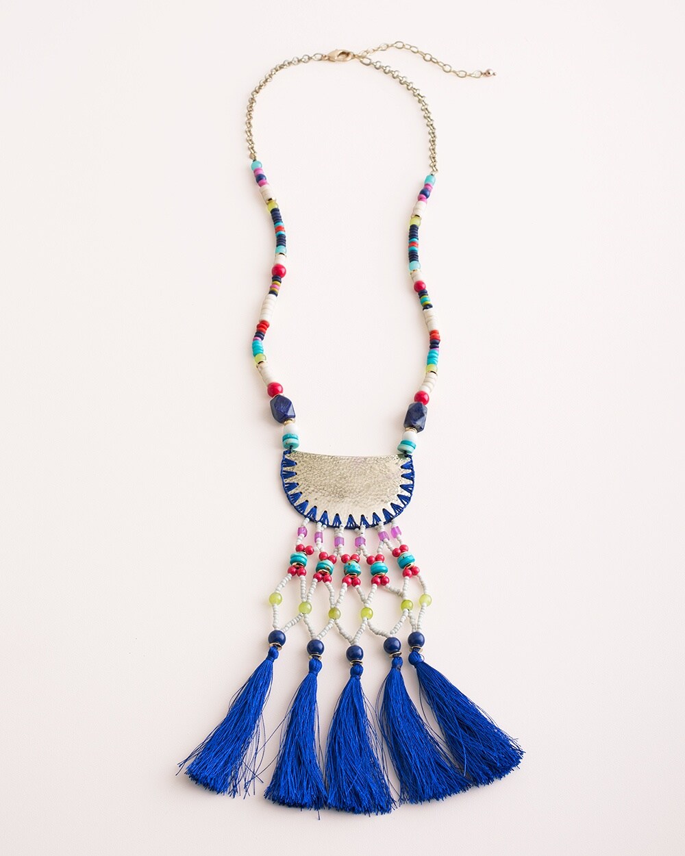 Colorful Seed Bead Tassel Pendant Necklace