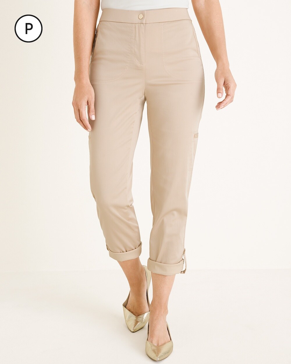 Petite Secret Stretch Luxe Utility Convertible Crop to Ankle Pants