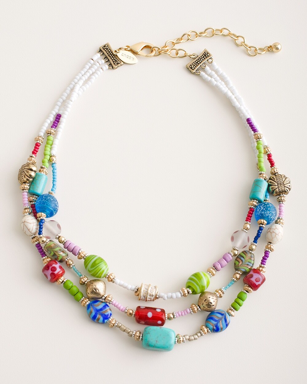 Colorful Seed Bead Multi-Strand Illusion Necklace