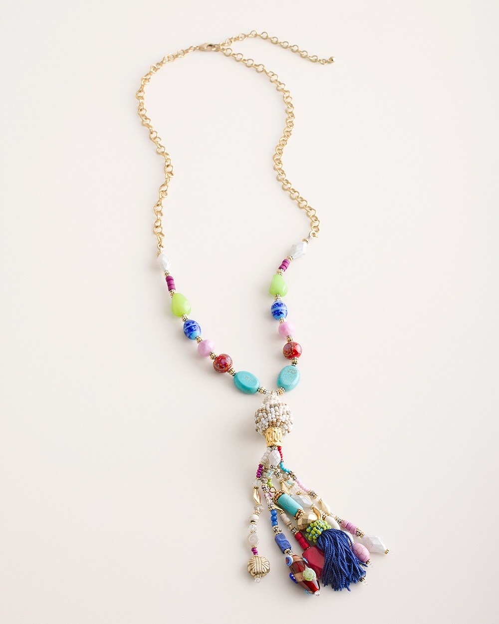 Colorful Seed Bead Tassel Y-Necklace