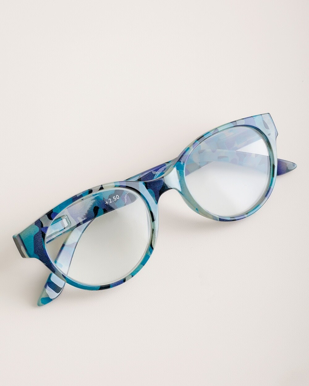Blue Camouflage-Print Reading Glasses