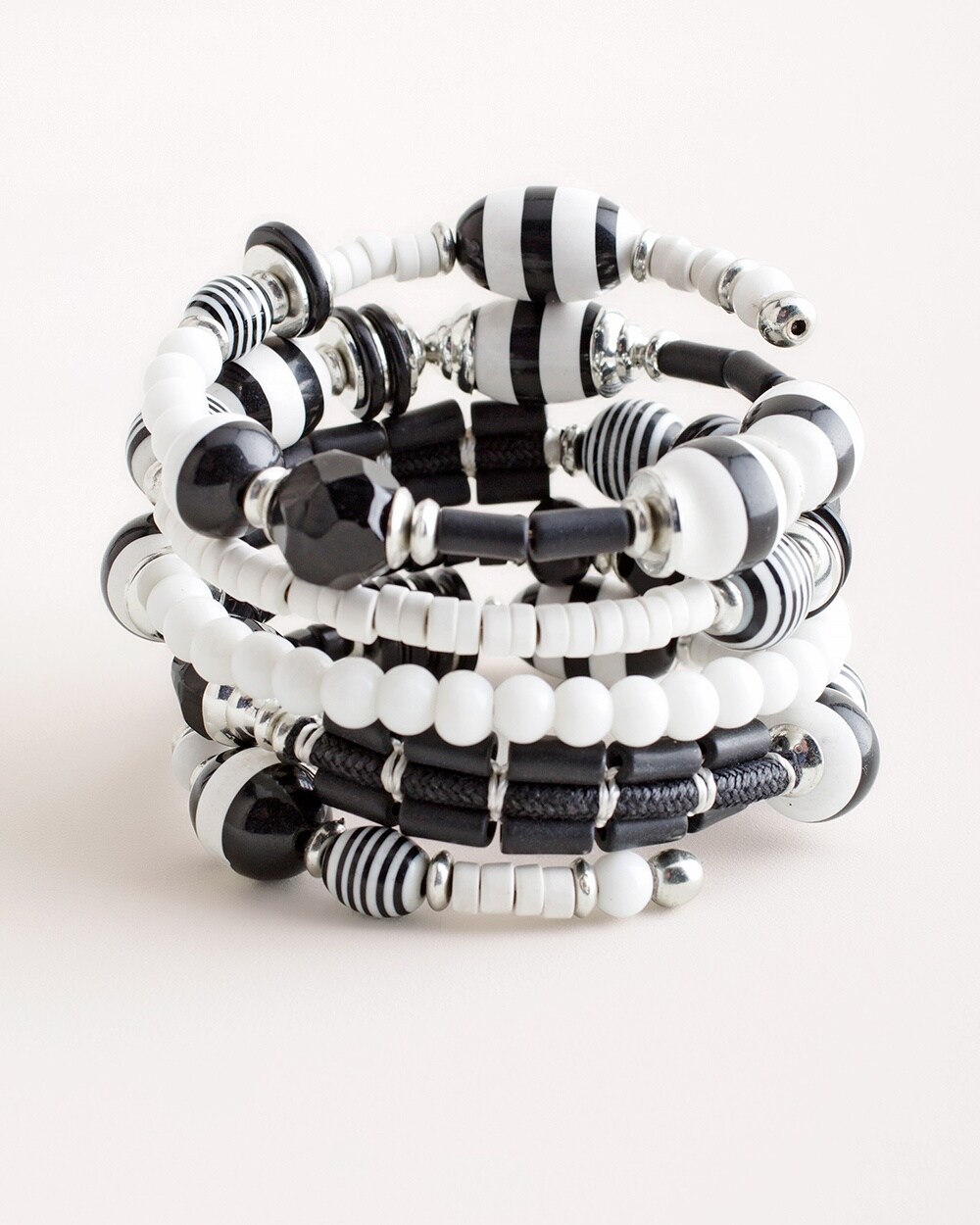 Black and White Striped Coil Bracelet