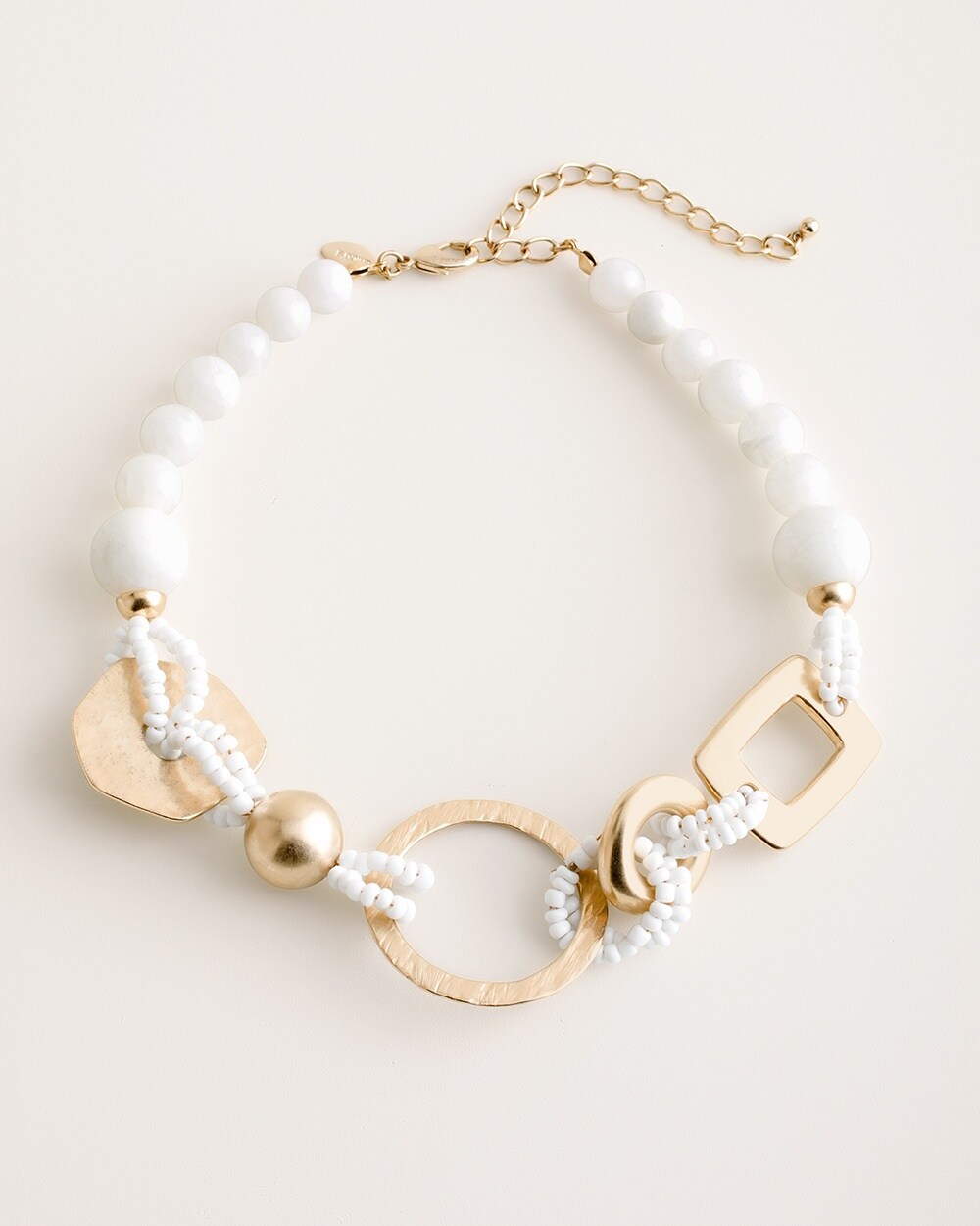 White and Gold-Tone Bib Necklace