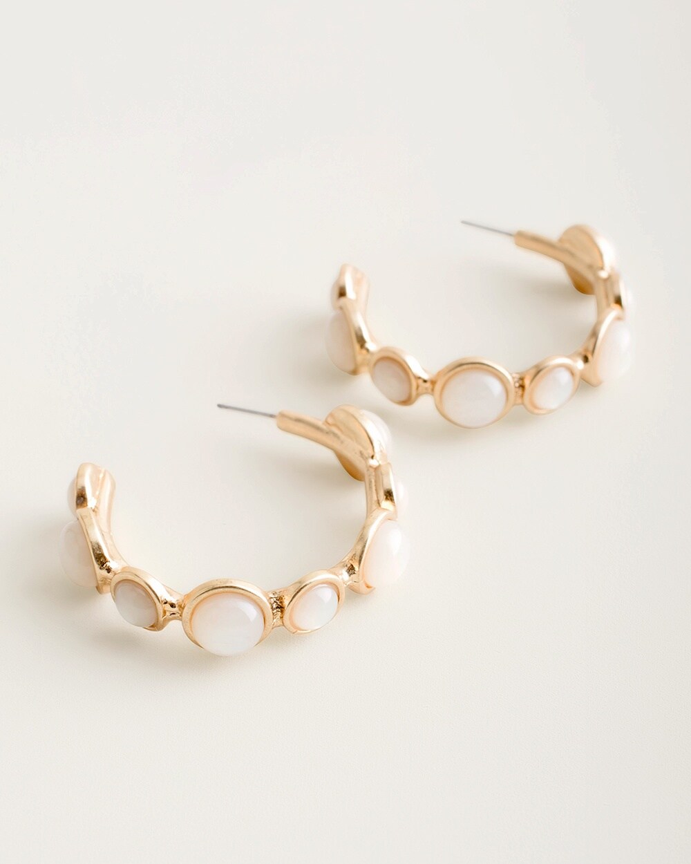 White and Gold-Tone Hoop Earrings