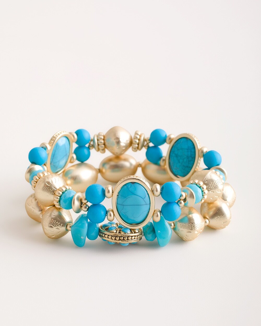 Turquoise-Hued Stretch Bracelet Set