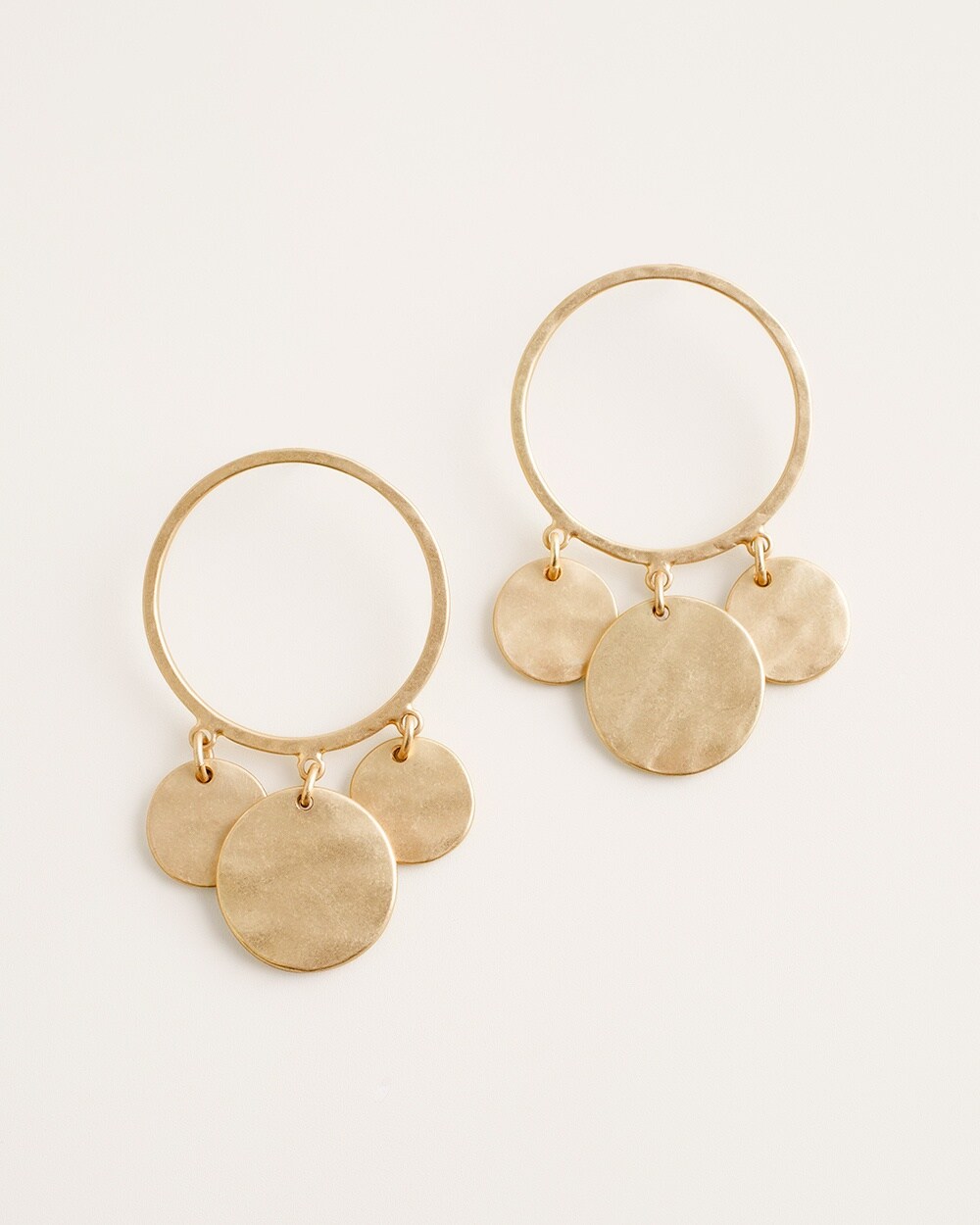 Gold-Tone Medallion Hoop Earrings