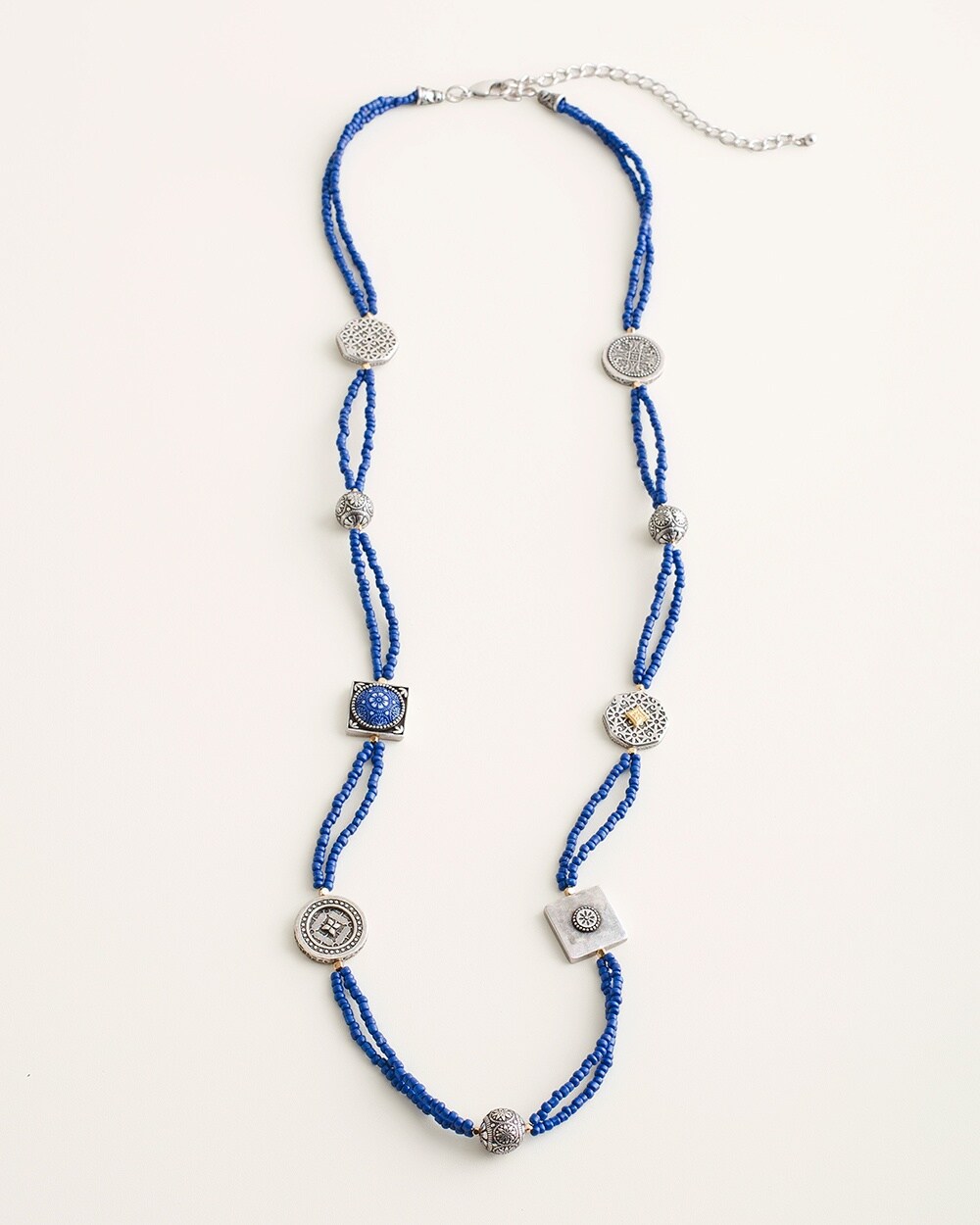 Blue Seed Bead Single-Strand Necklace