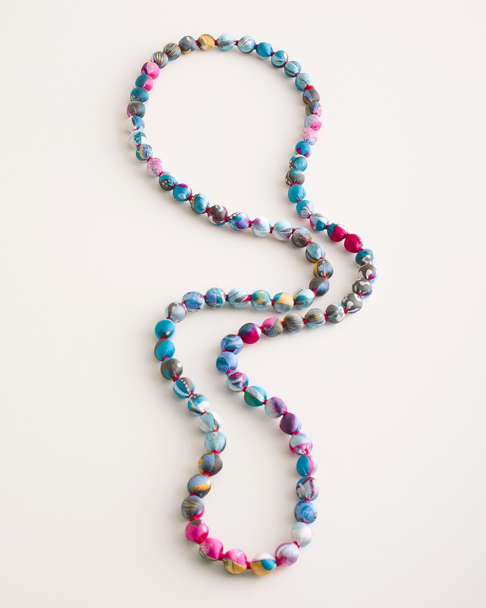 Multi-Colored Fabric Single-Strand Necklace