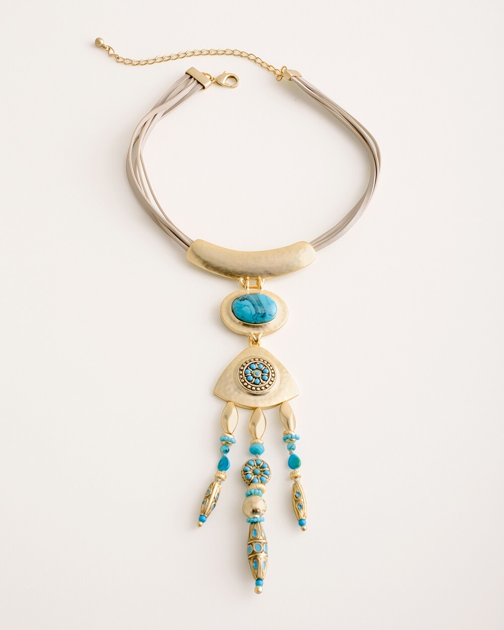 Turquoise-Hued Double-Drop Bib Necklace