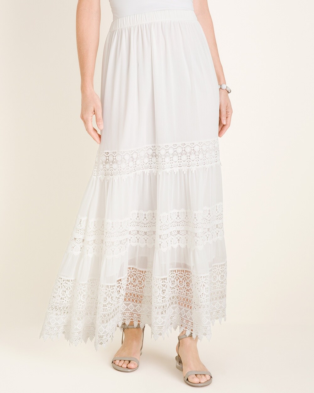 Lace-Inset Maxi Skirt
