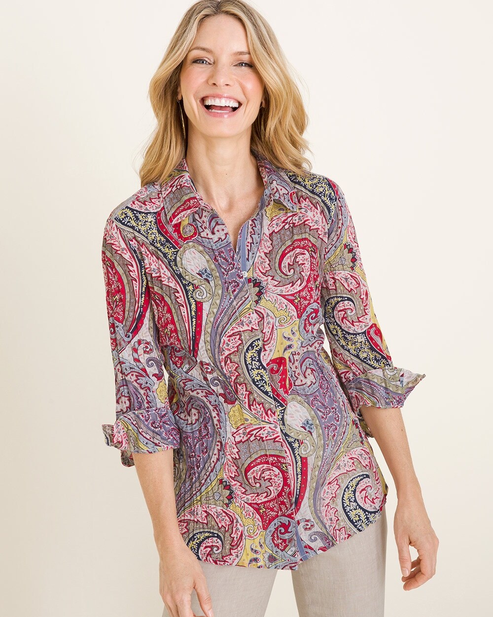 CINO for Chico's Printed Crinkle Shirt