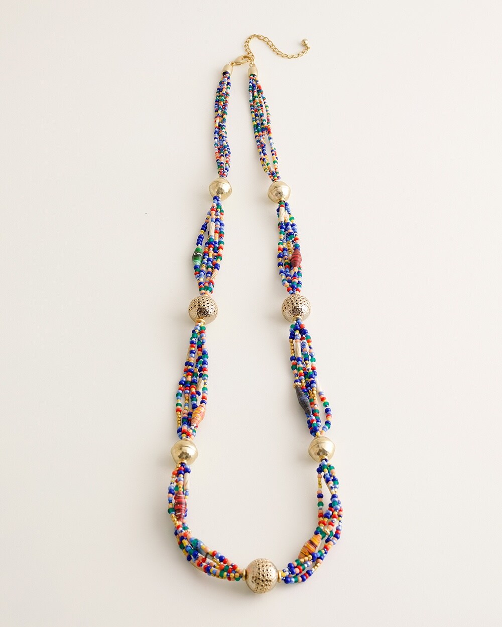 Long Beaded Multi-Color Single-Strand Necklace