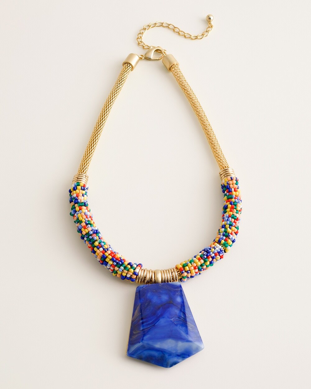 Reversible Beaded Muli-Color Pendant Necklace