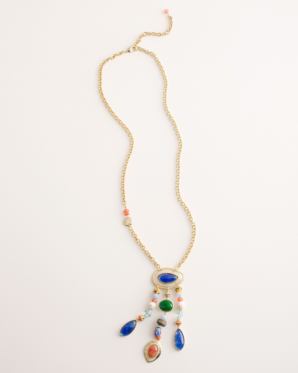 Beaded Multi-Colored Pendant Necklace