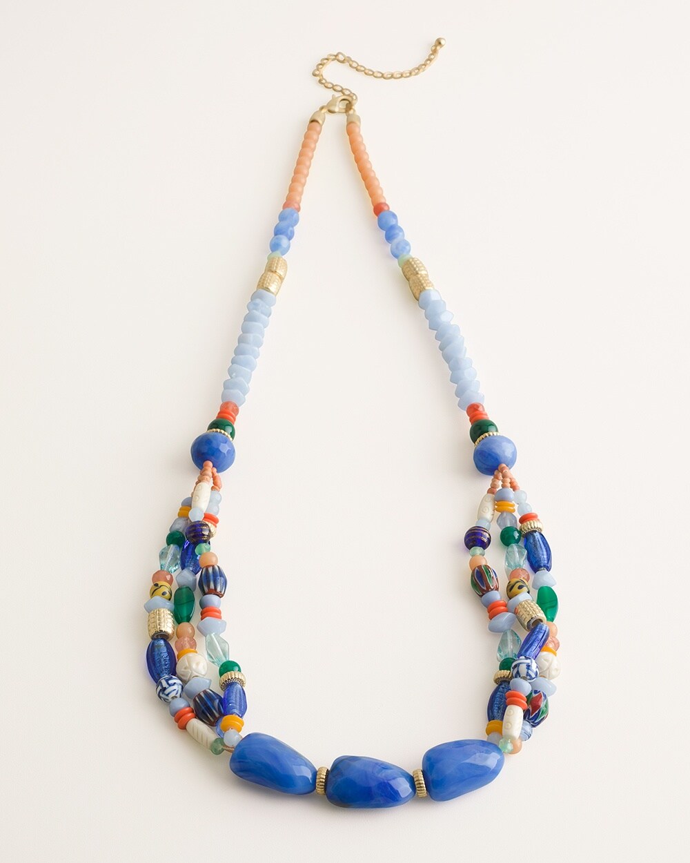 Long Beaded Multi-Colored Multi-Strand Necklace