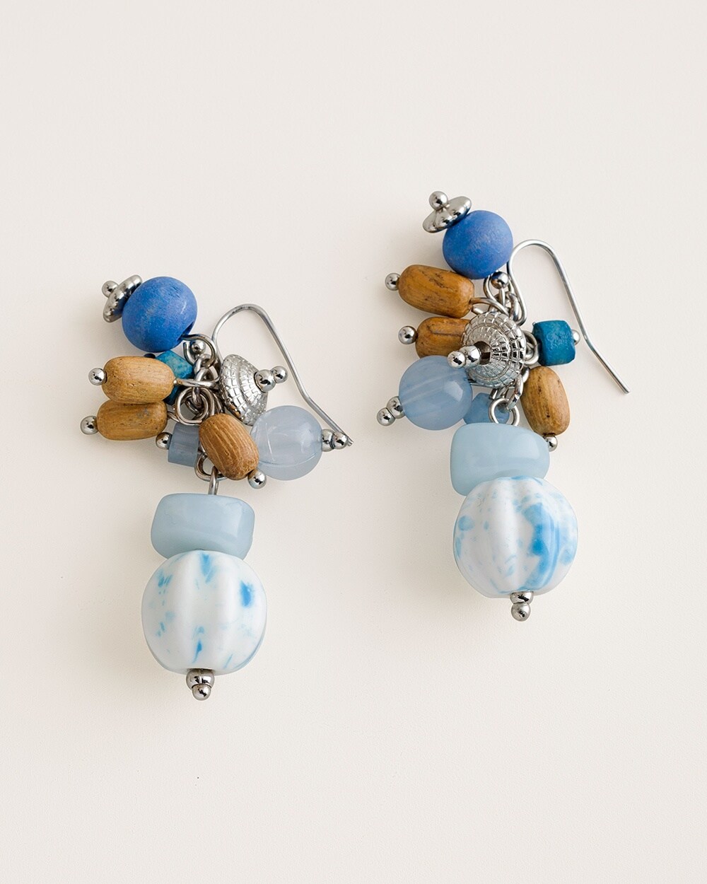 Blue and Neutral Cluster Earrings