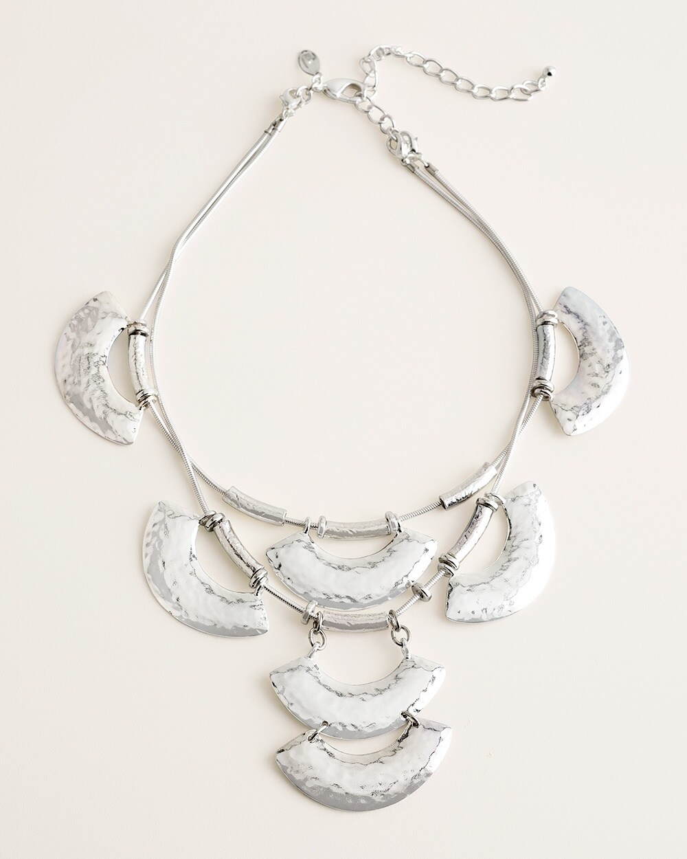 Shiny Silver-Tone Convertible Short Necklace