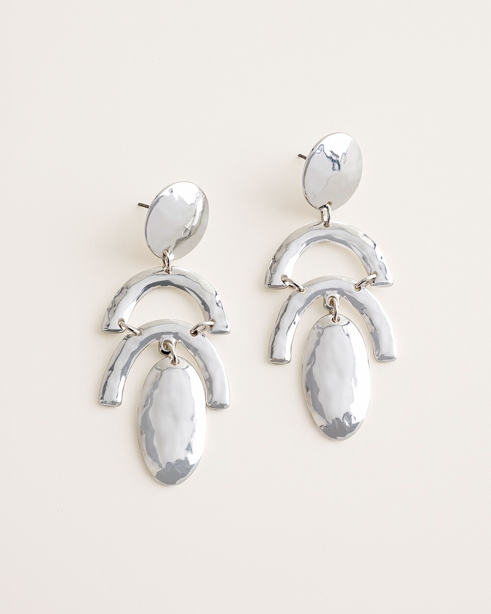 Shiny Silver-Tone Statement Earrings