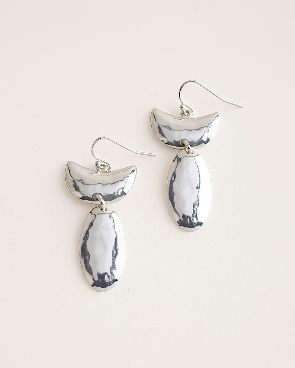 Shiny Silver-Tone Drop Earrings