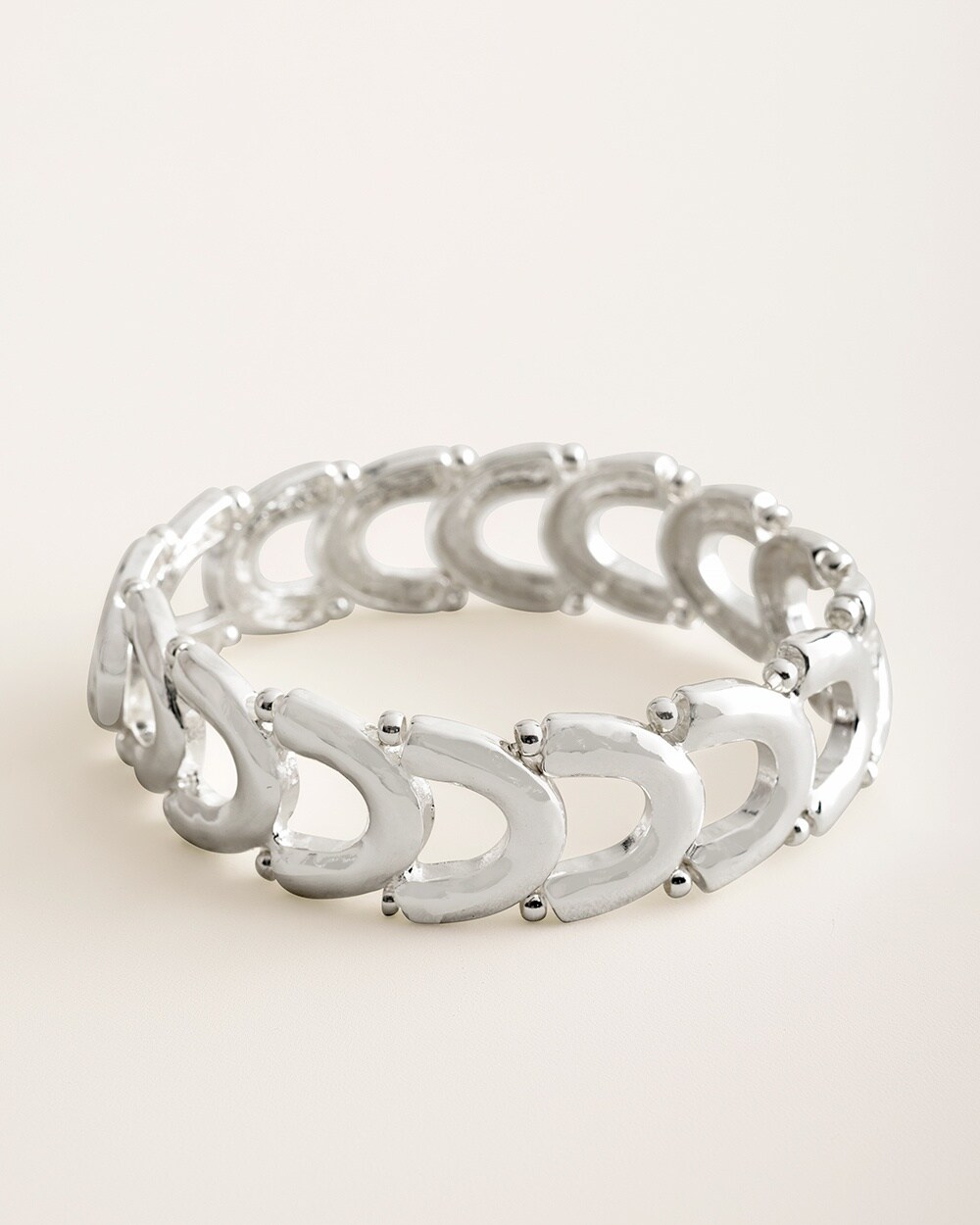 Shiny Silver-Tone Stretch Bracelet