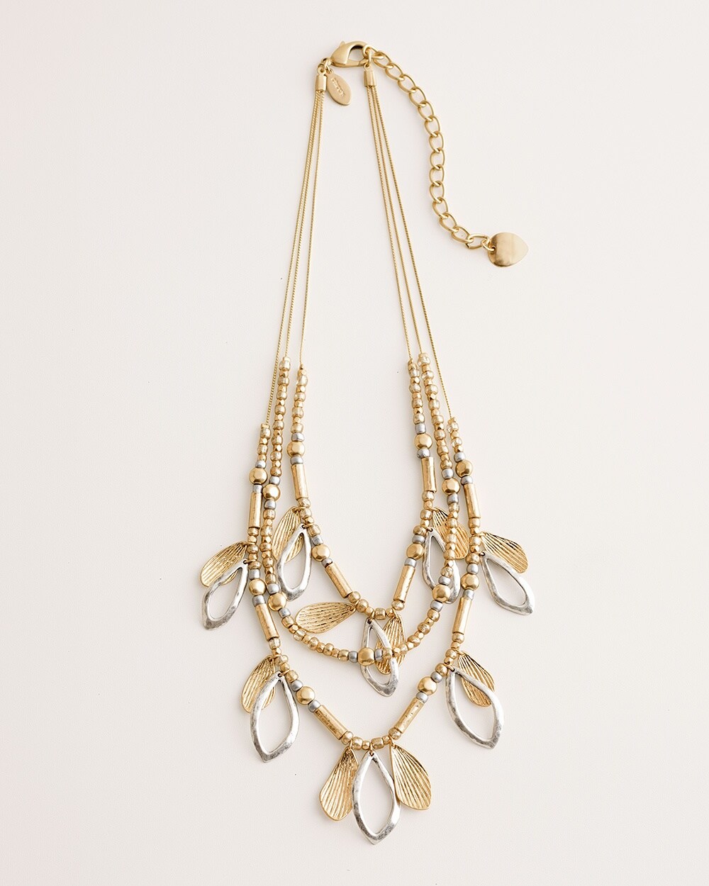 Mixed-Metal Leaf Illusion Necklace