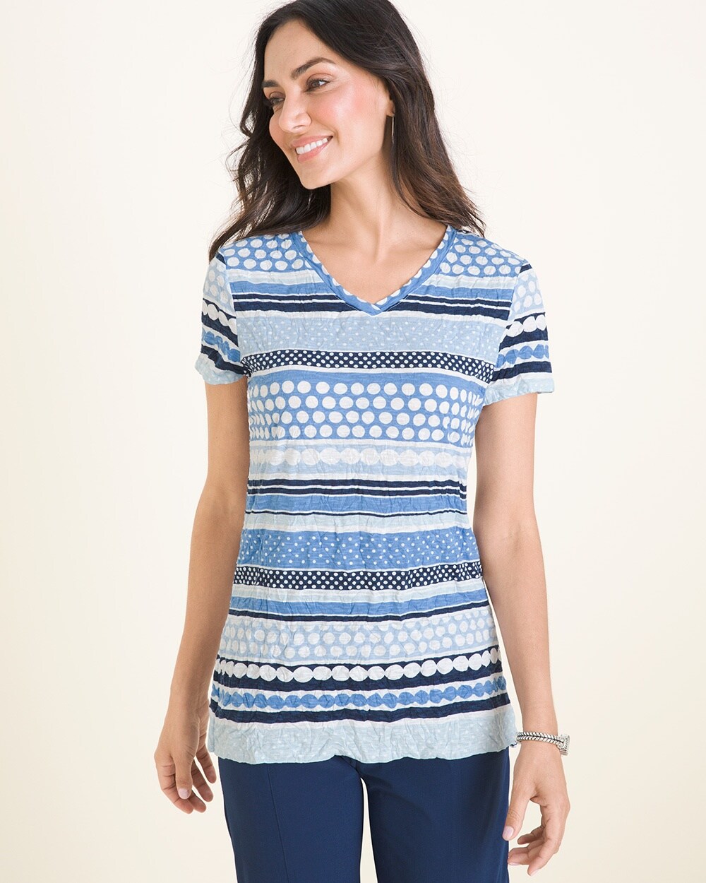 Zenergy Crushed Striped-Dot Top