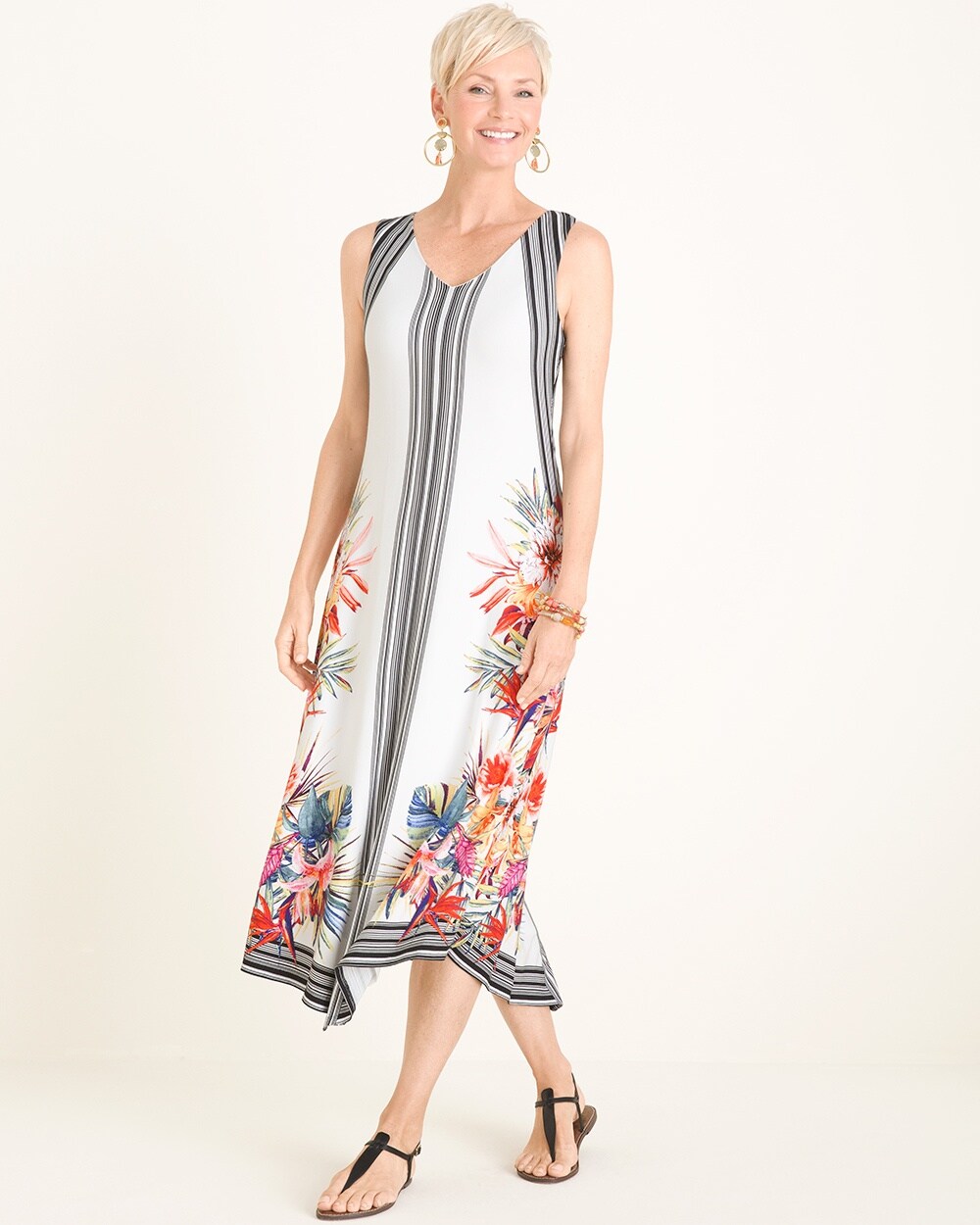 Floral Striped Midi Dress