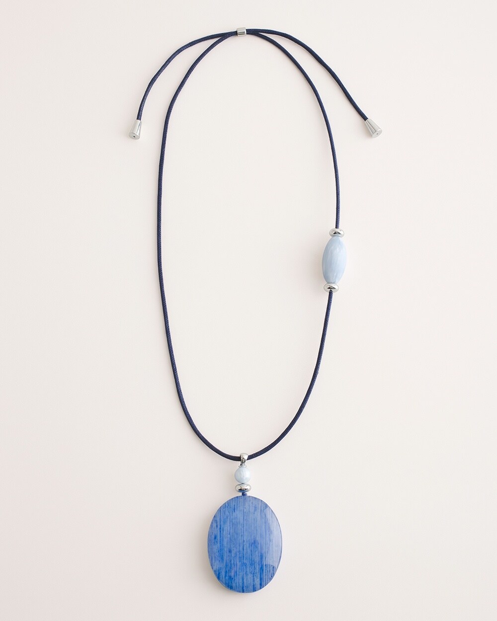 Blue and Silver-Tone Beaded Convertible Pendant Necklace