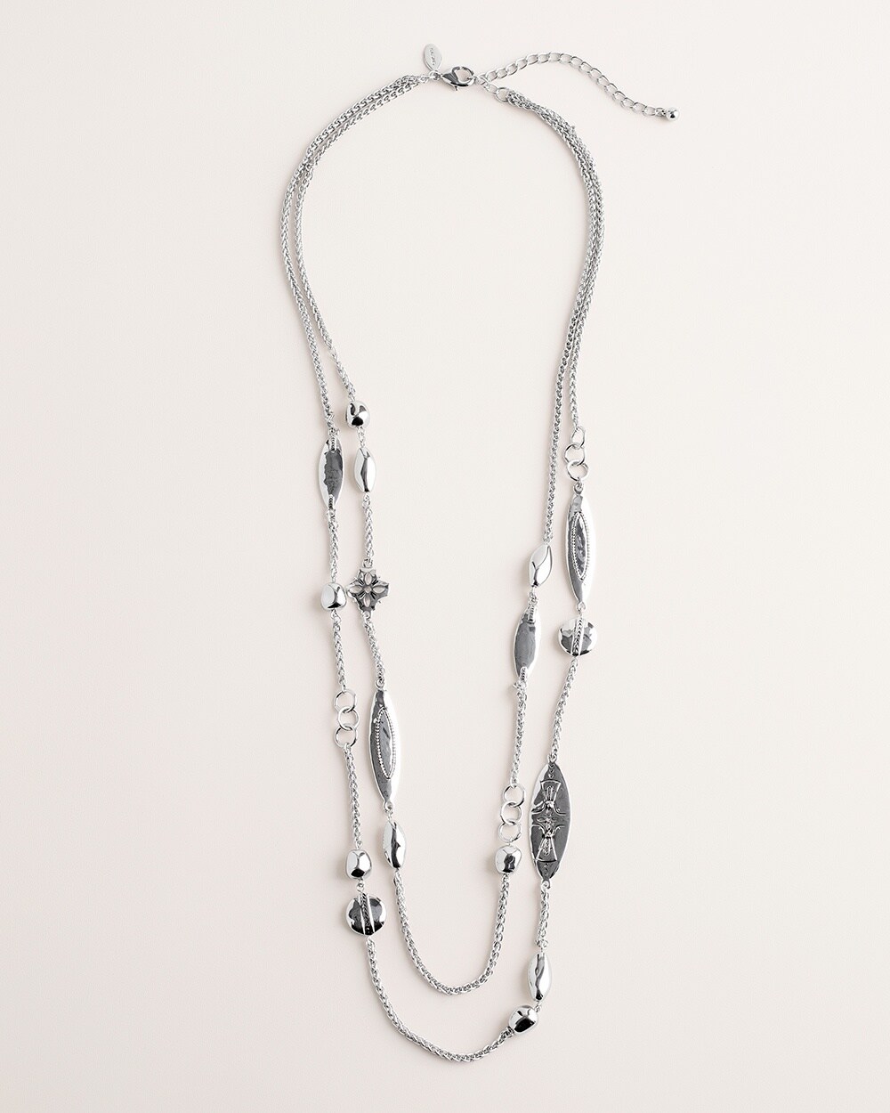 Silver-Tone Textured Double-Strand Necklace