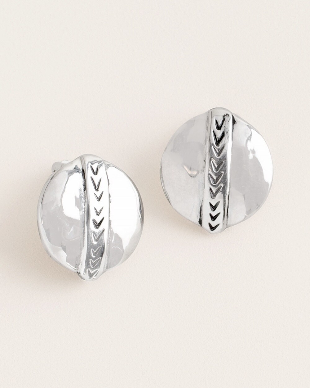Silver-Tone Textured Stud Clip-On Earrings