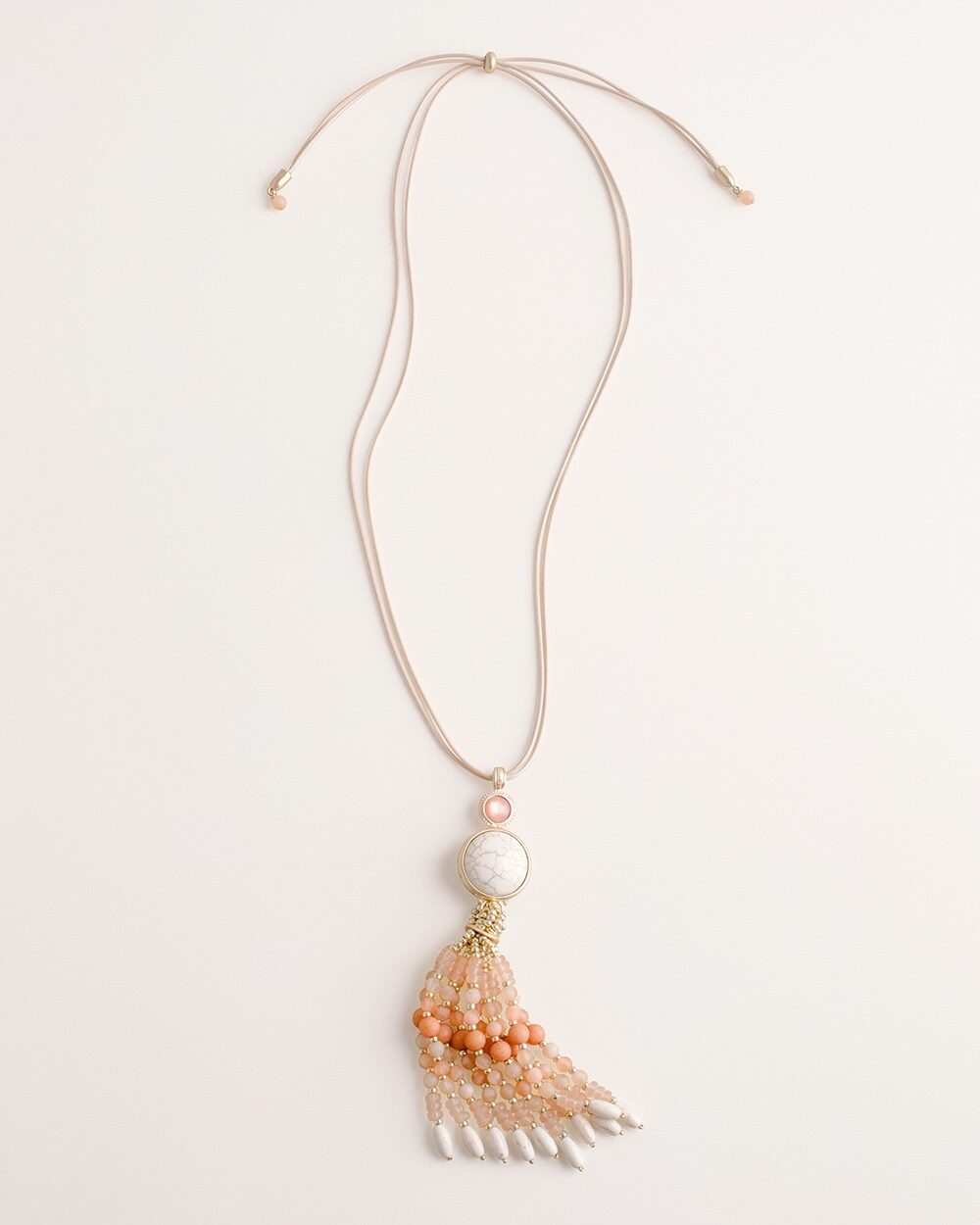 Blushed Beaded Convertible Tassel Necklace