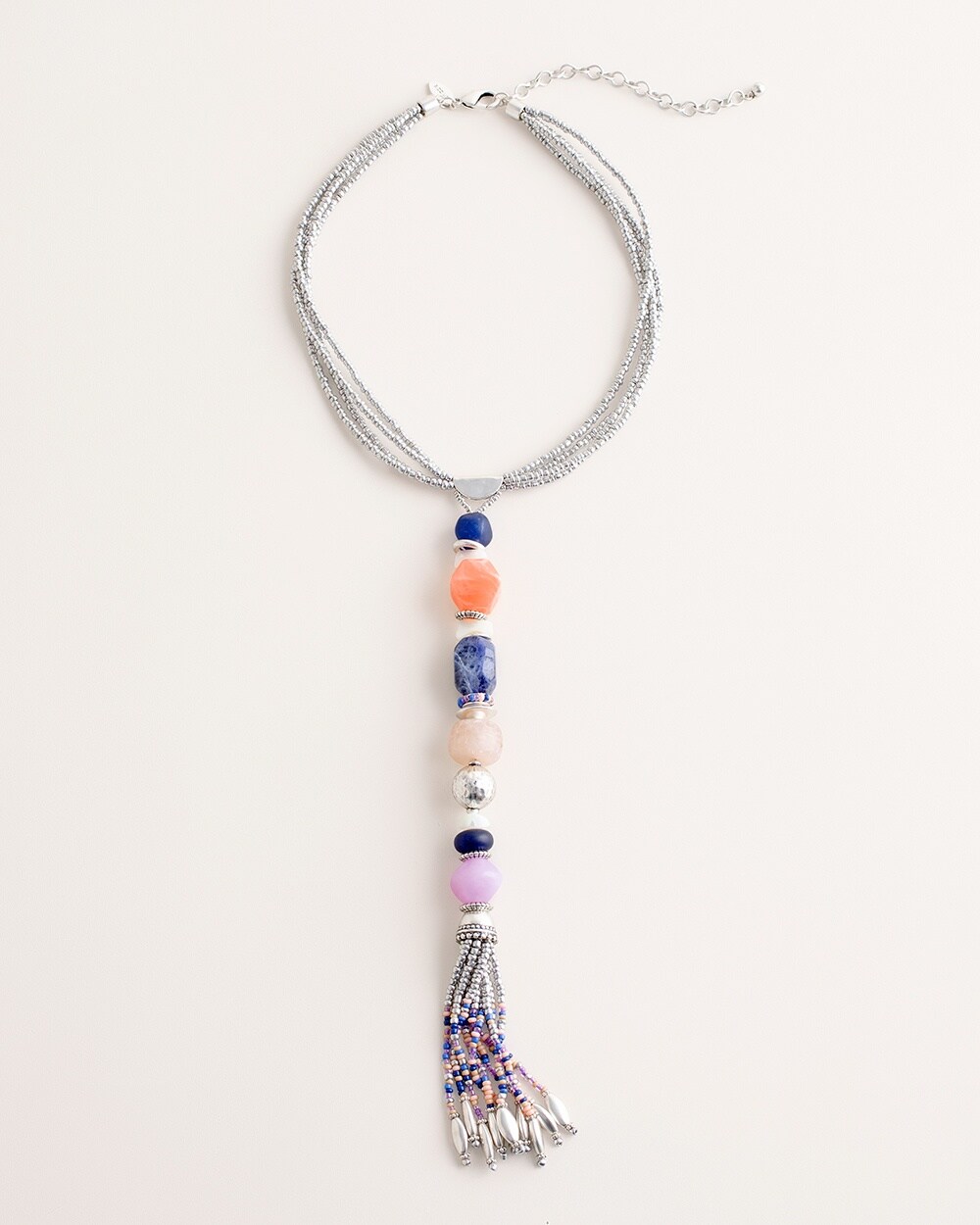 Beaded Multi-Colored Tassel Y-Necklace