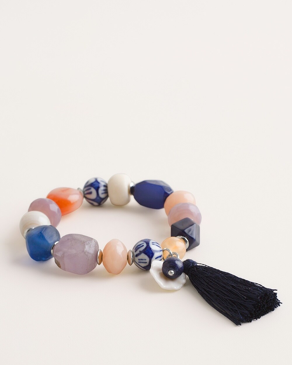 Beaded Multi-Colored Tassel Stretch Bracelet