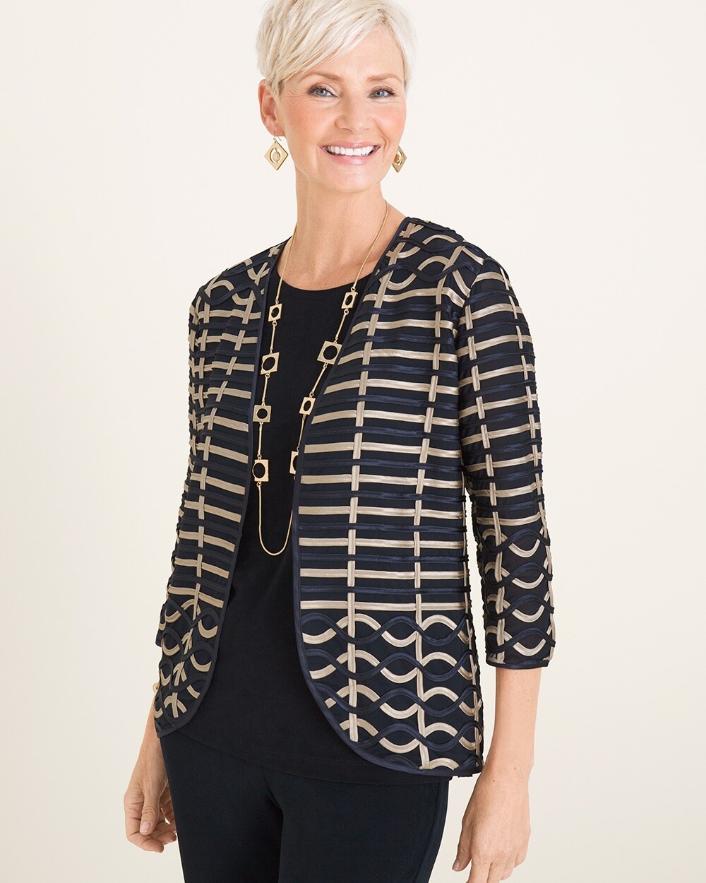 Travelers Collection Neutral Strip Jacket